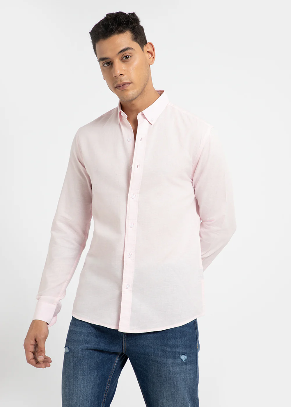 Light Pink Cotton Linen Shirt - Image 3