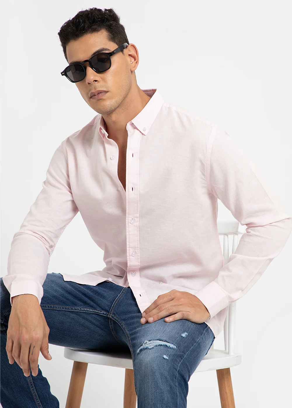 Light Pink Cotton Linen Shirt - Image 8