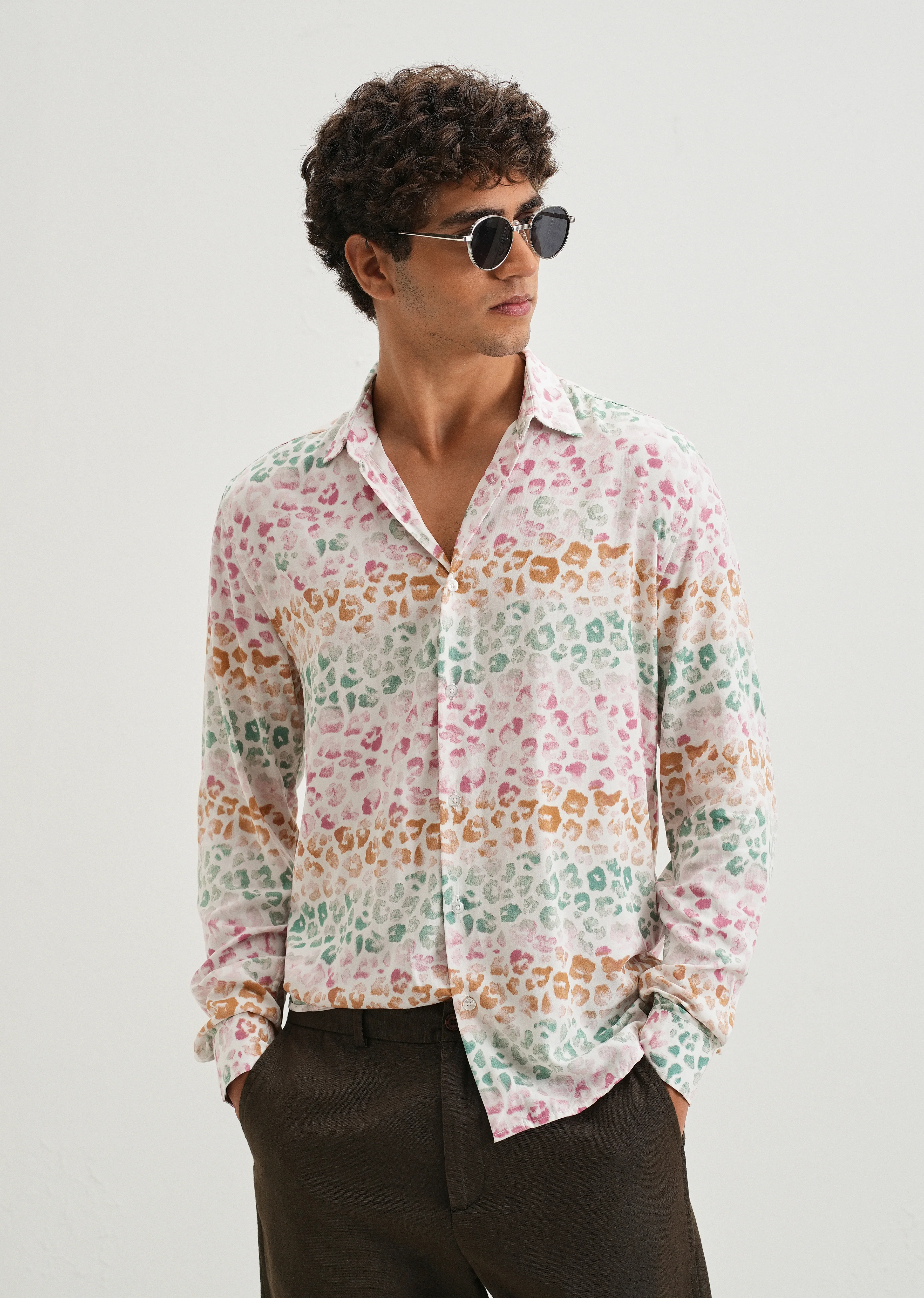 Multi coloured Panthera Print Full sleeve shirt