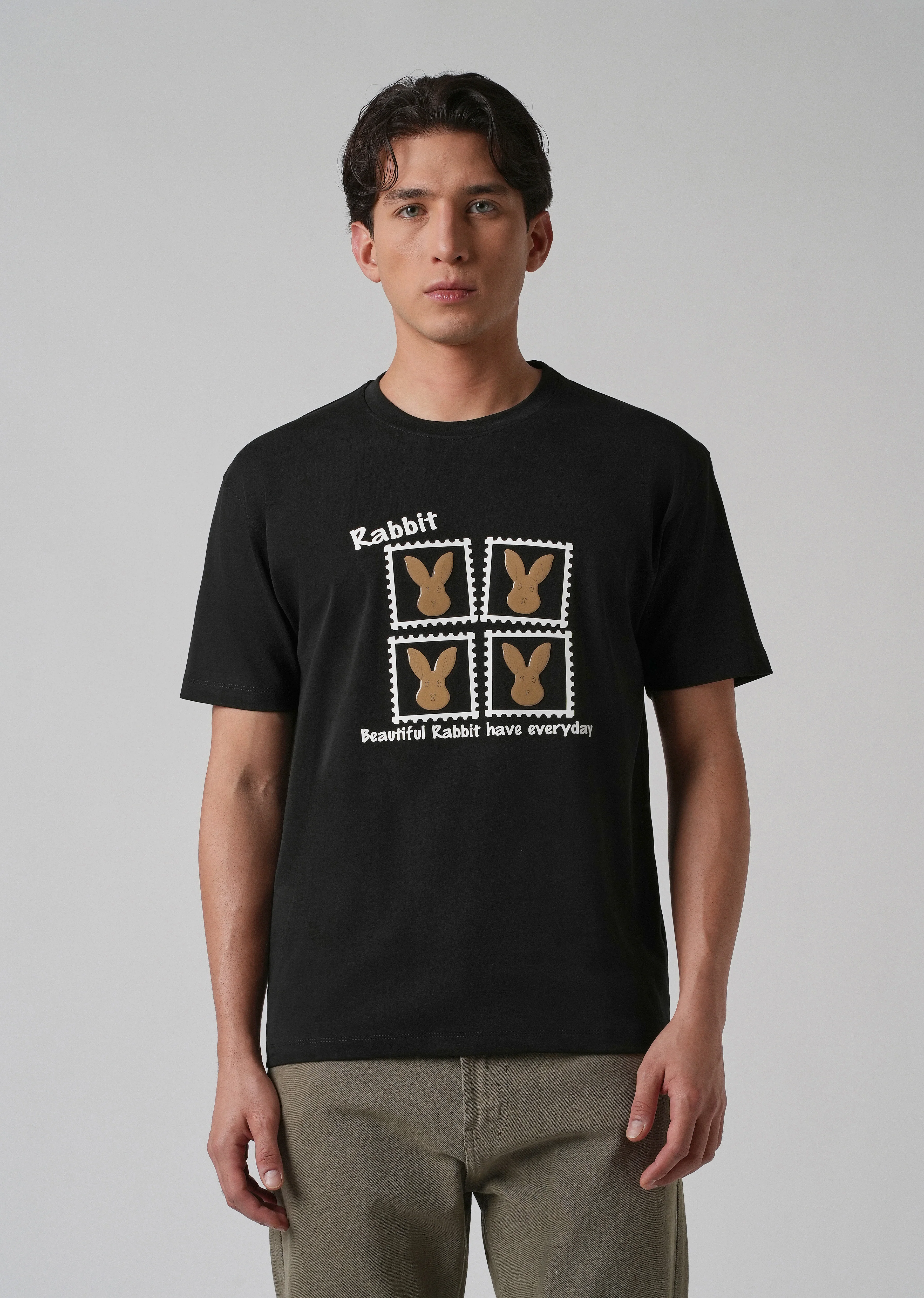 Noir Black Embossed Printed Slim Fit T-shirt - Image 3