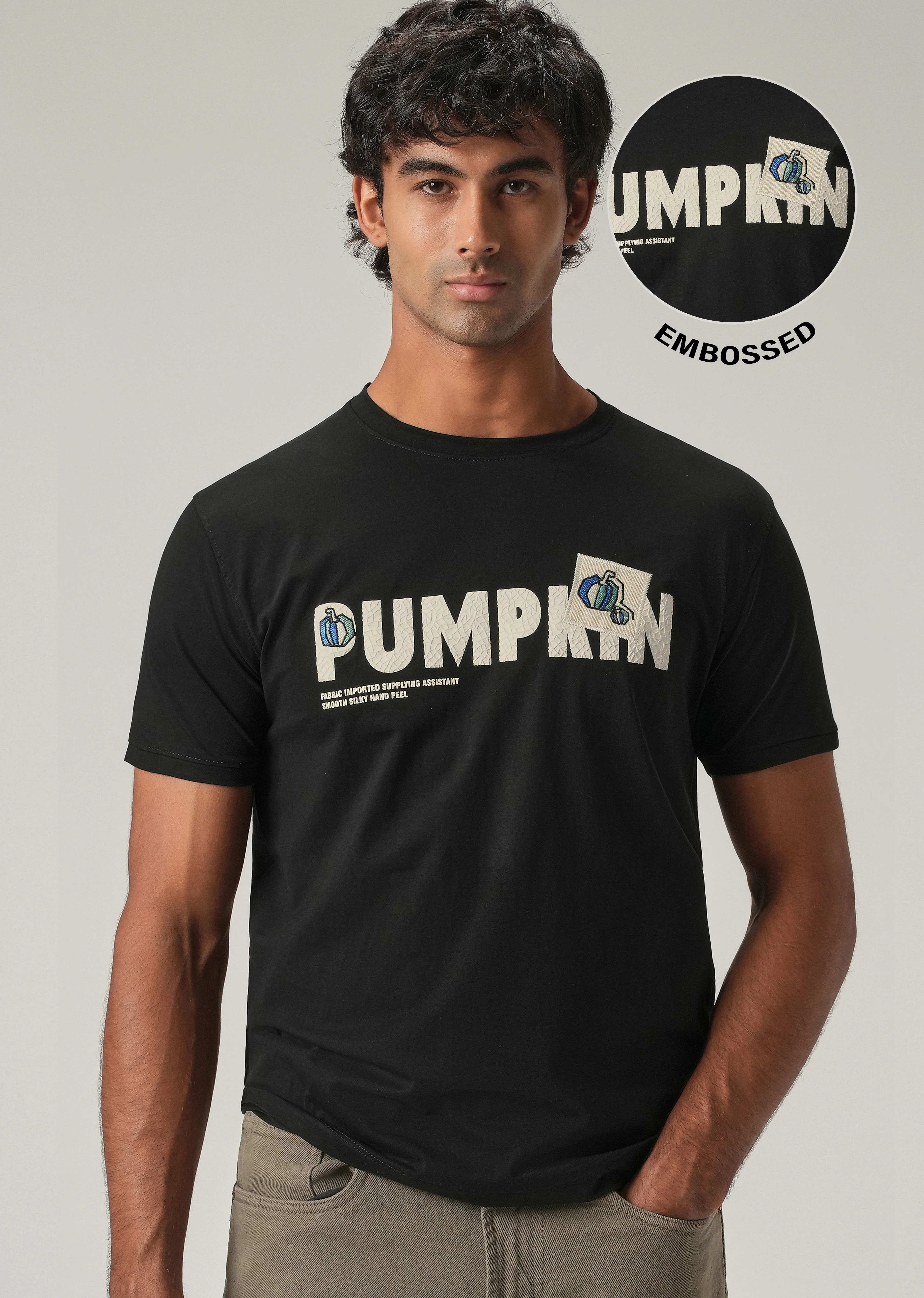 Noir Black Embossed Slim Fit T-Shirt - Image 7