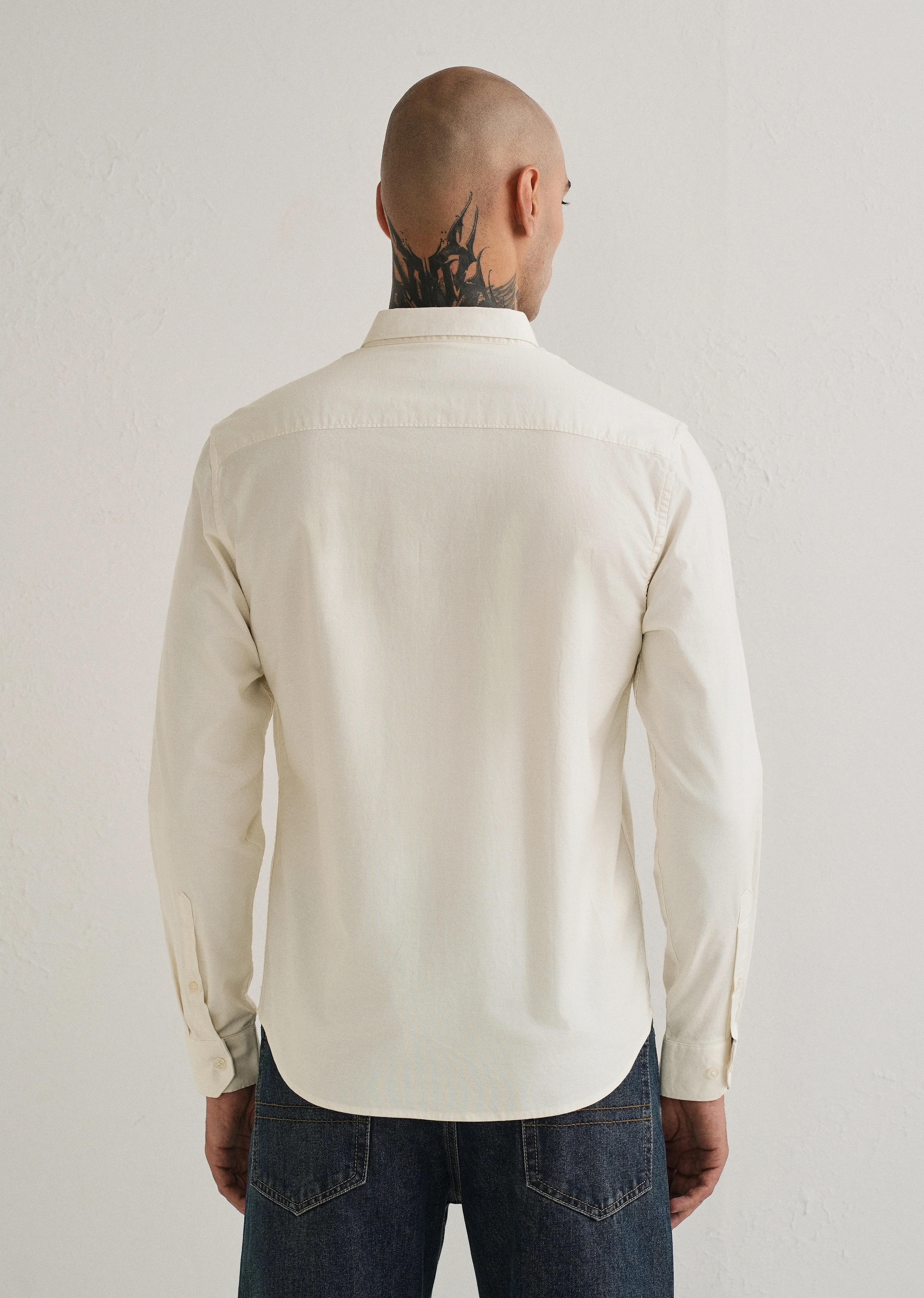 Off White Contrast Placket Shirt - Image 4