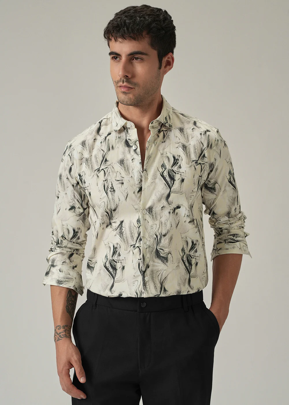 Off-White Marble Print Shirt