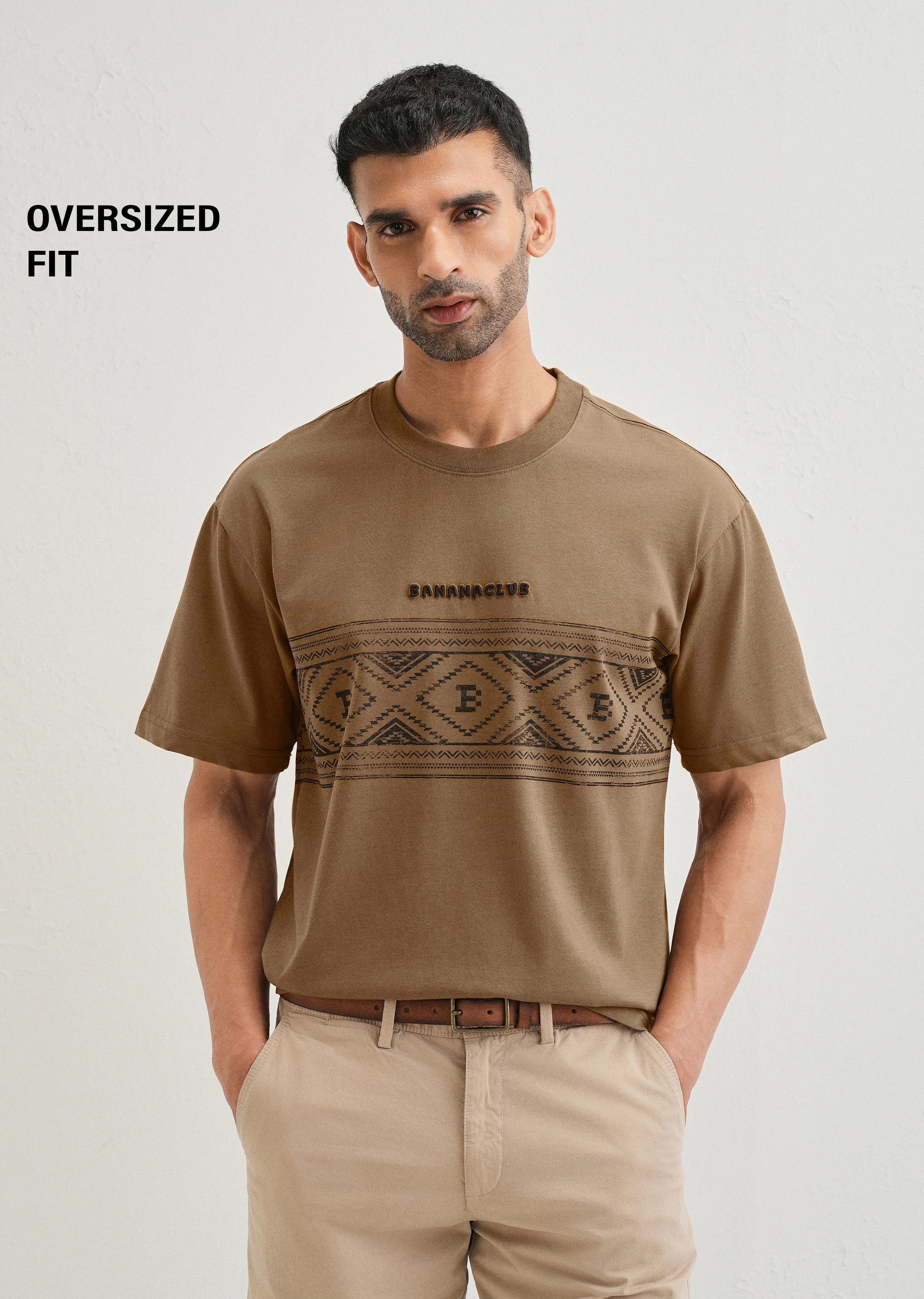 Olive Aztec Printed Oversized T-shirt
