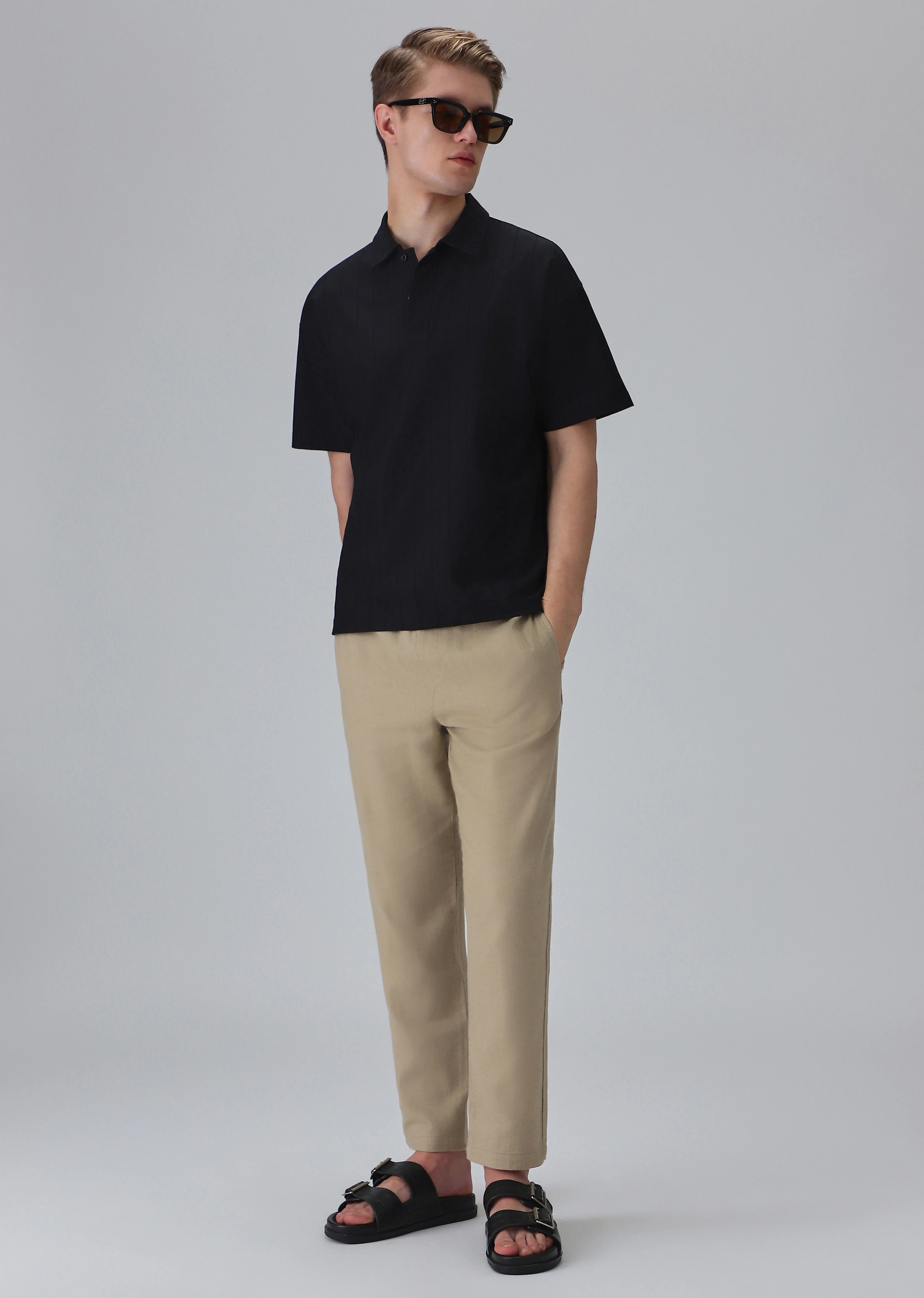 Olive Drawstring Linen Pant - Image 6
