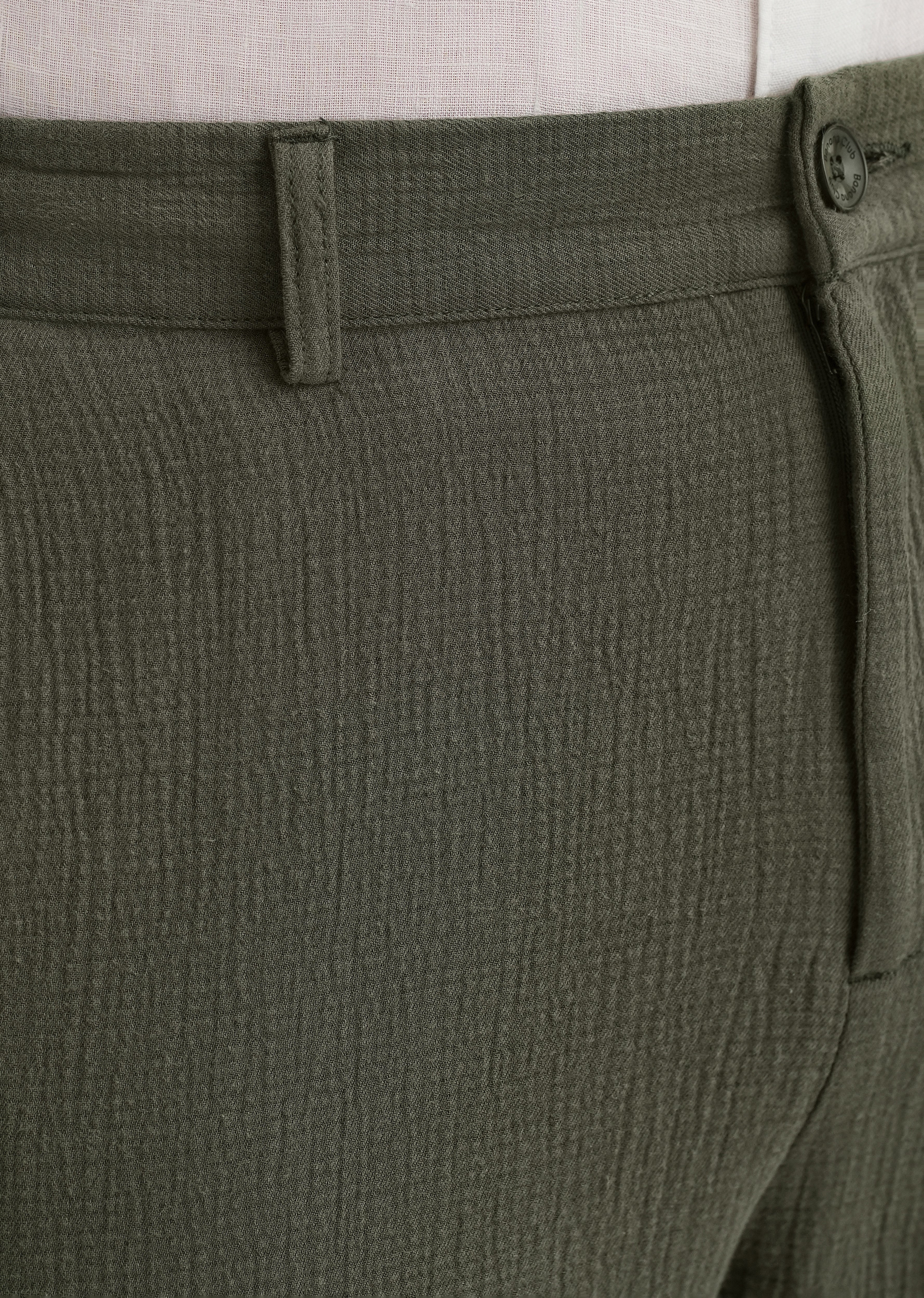 Olive Green Crinkled Cotton Trouser - Image 3