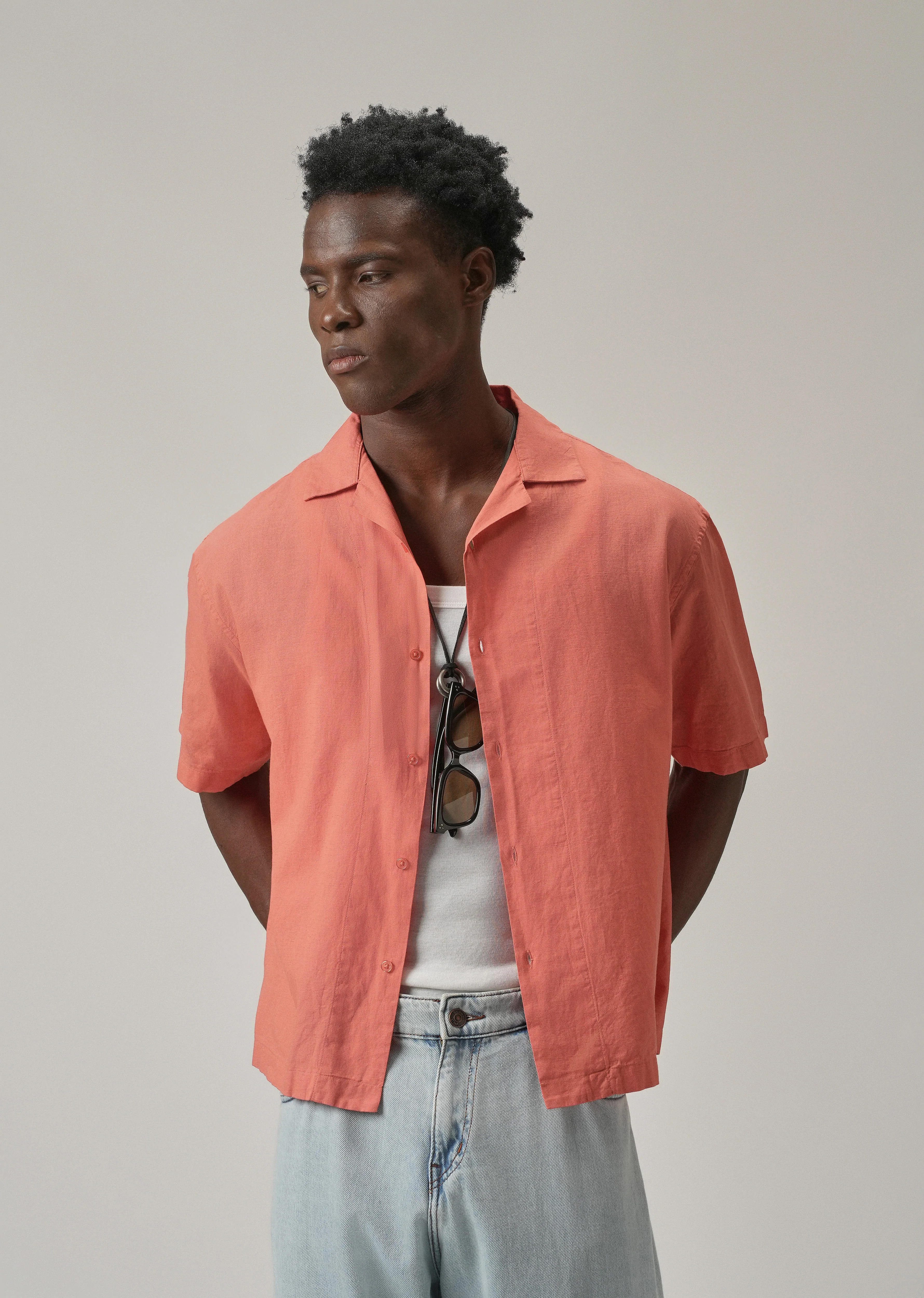 Peach Cotton Linen Shirt