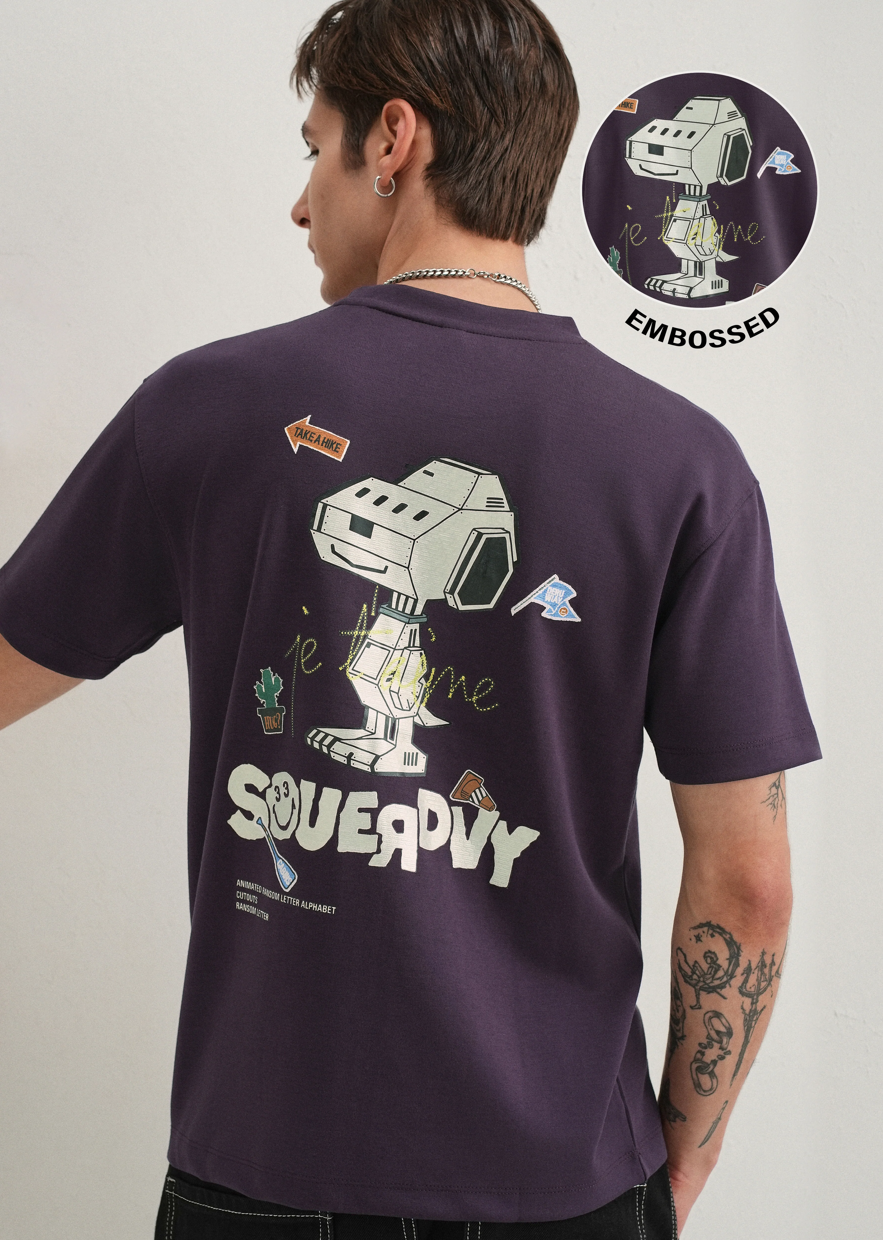 Purple Graphic Back Print T-Shirt