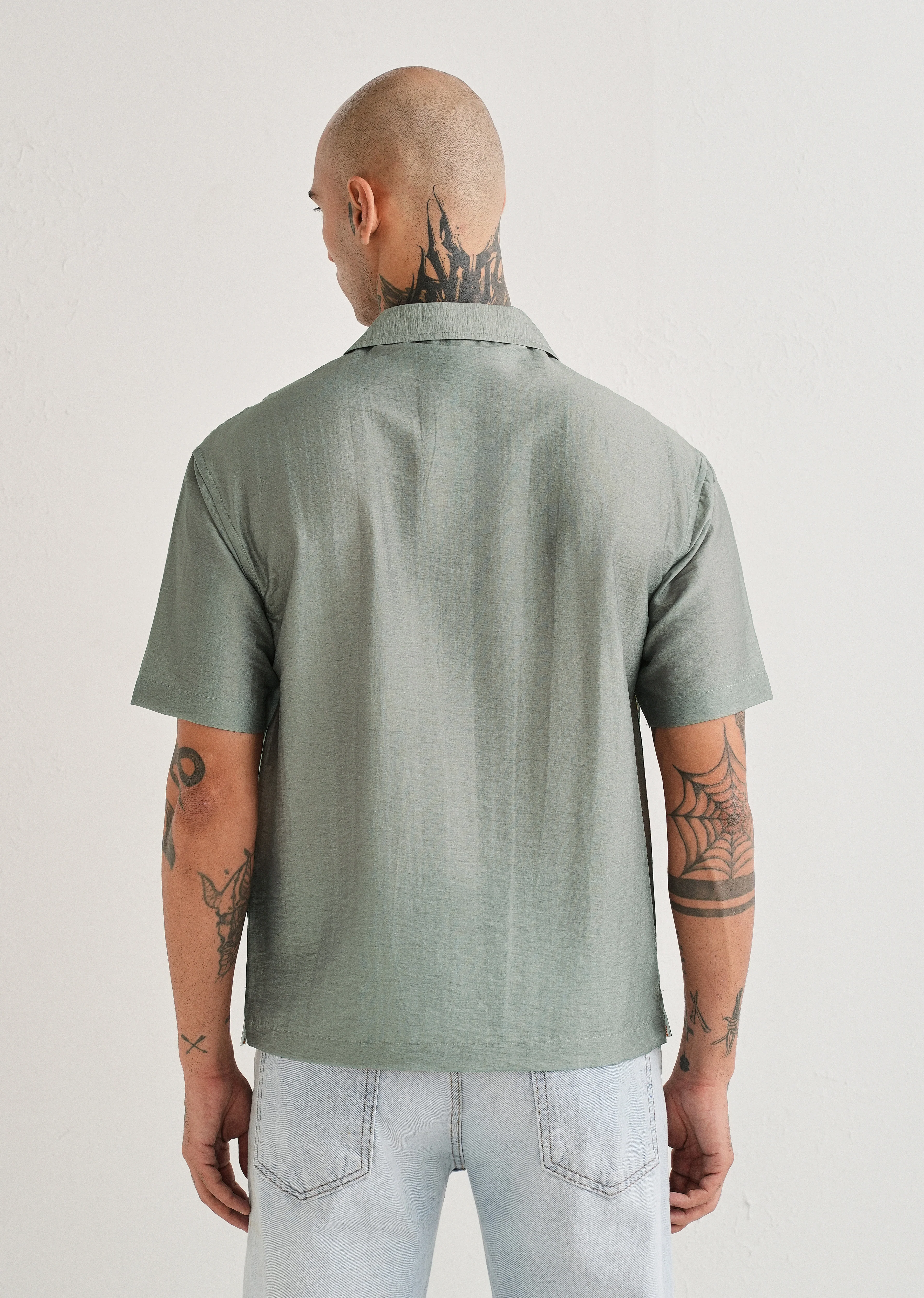 Sage Grey Scenic Placement Print Shirt - Image 4