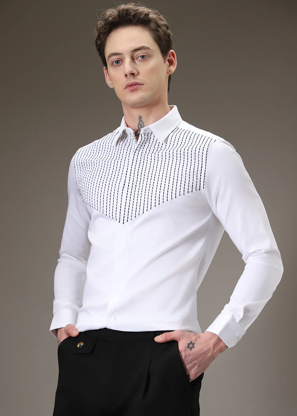 Stride Needle Work White Shirt - Image 5