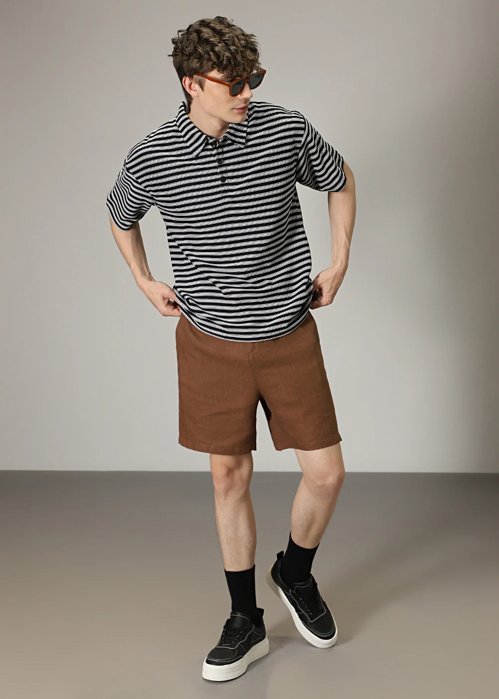 Striped Black Oversized Polo T-shirt - Image 6
