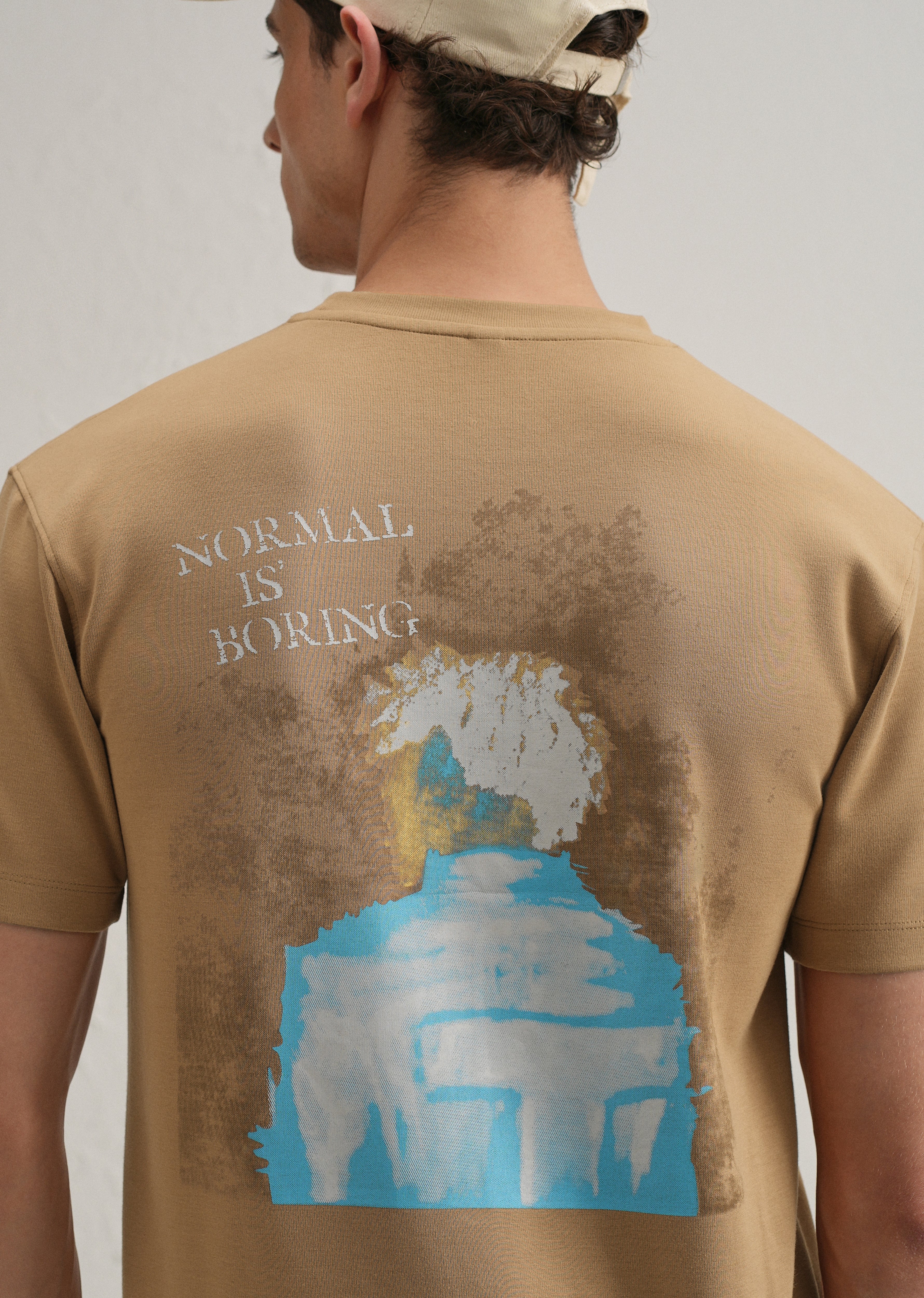 Tan Graphic Back Printed T-shirt - Image 5