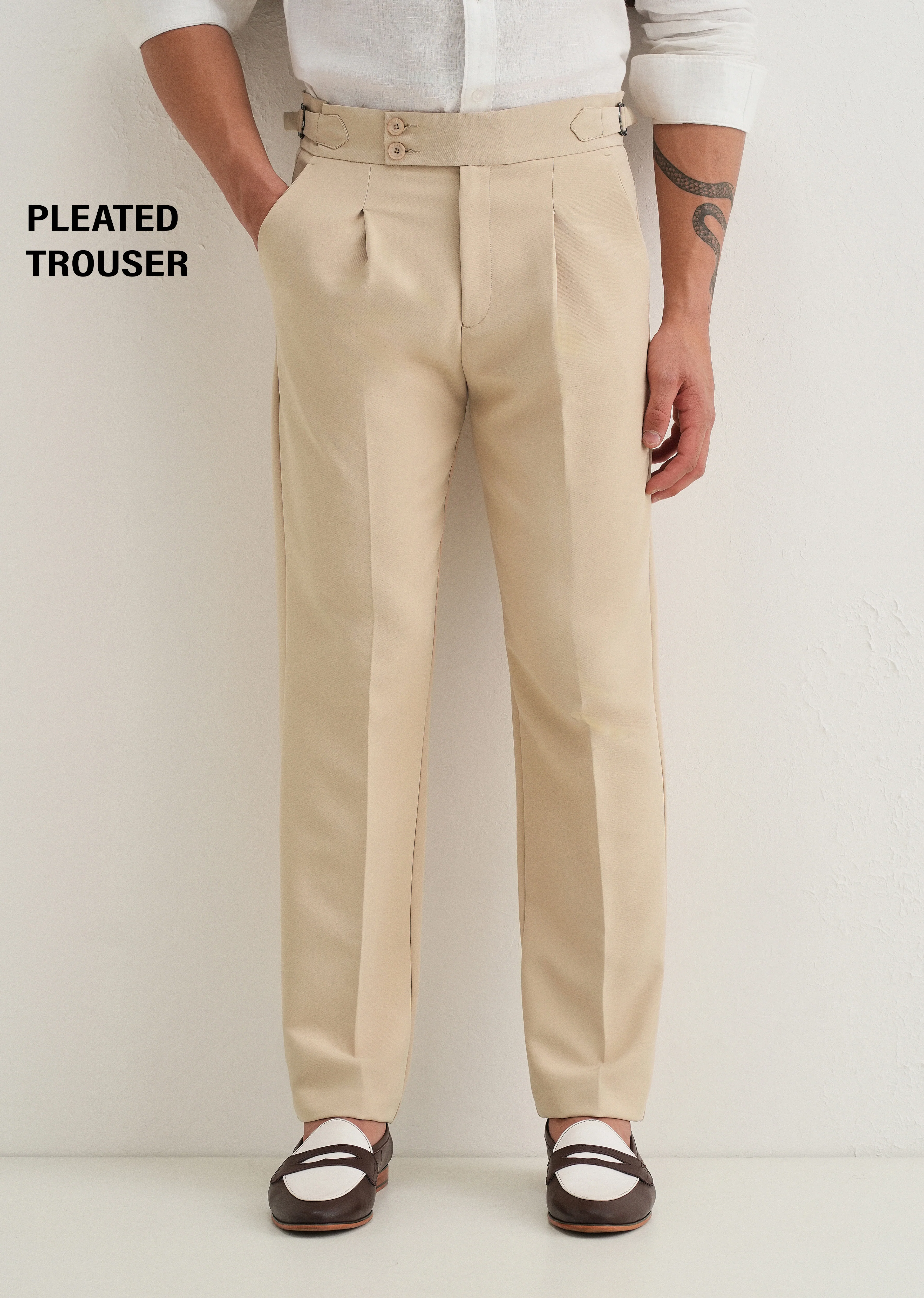 Tan Pleated Gurkha Pant