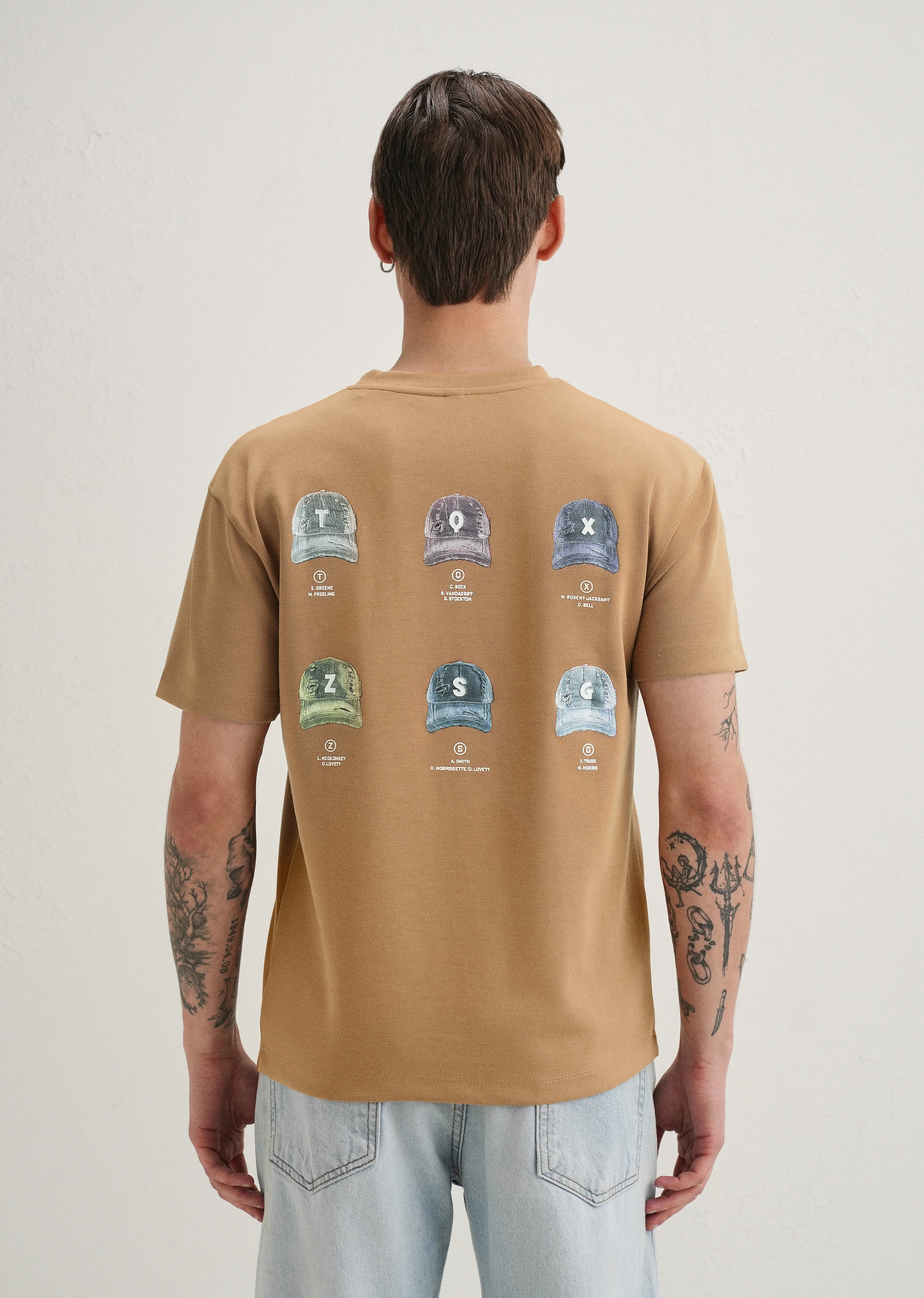 Tan Textured Back Print T-Shirt - Image 3