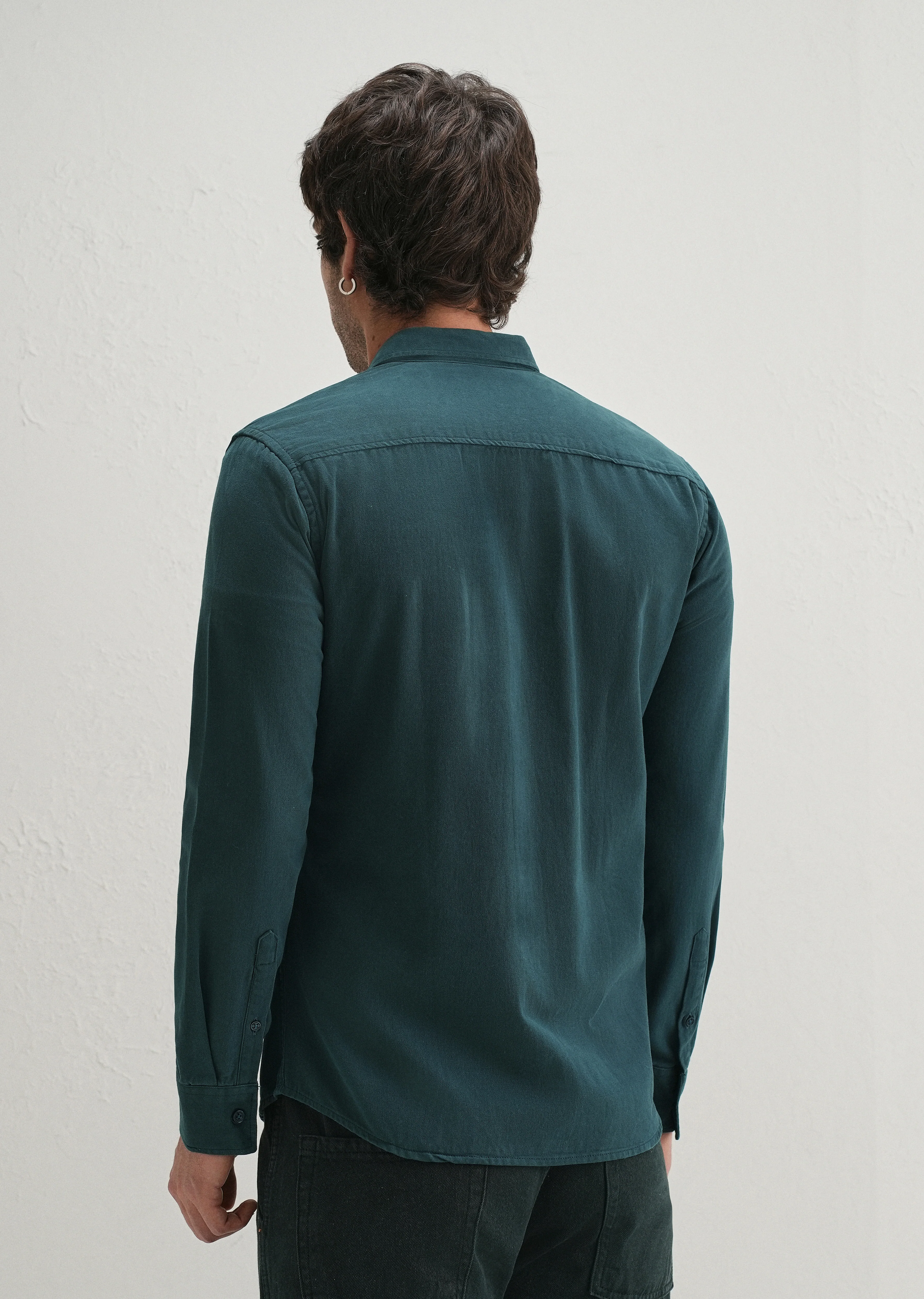 Teal Plain Double Pocket Shirt - Image 2