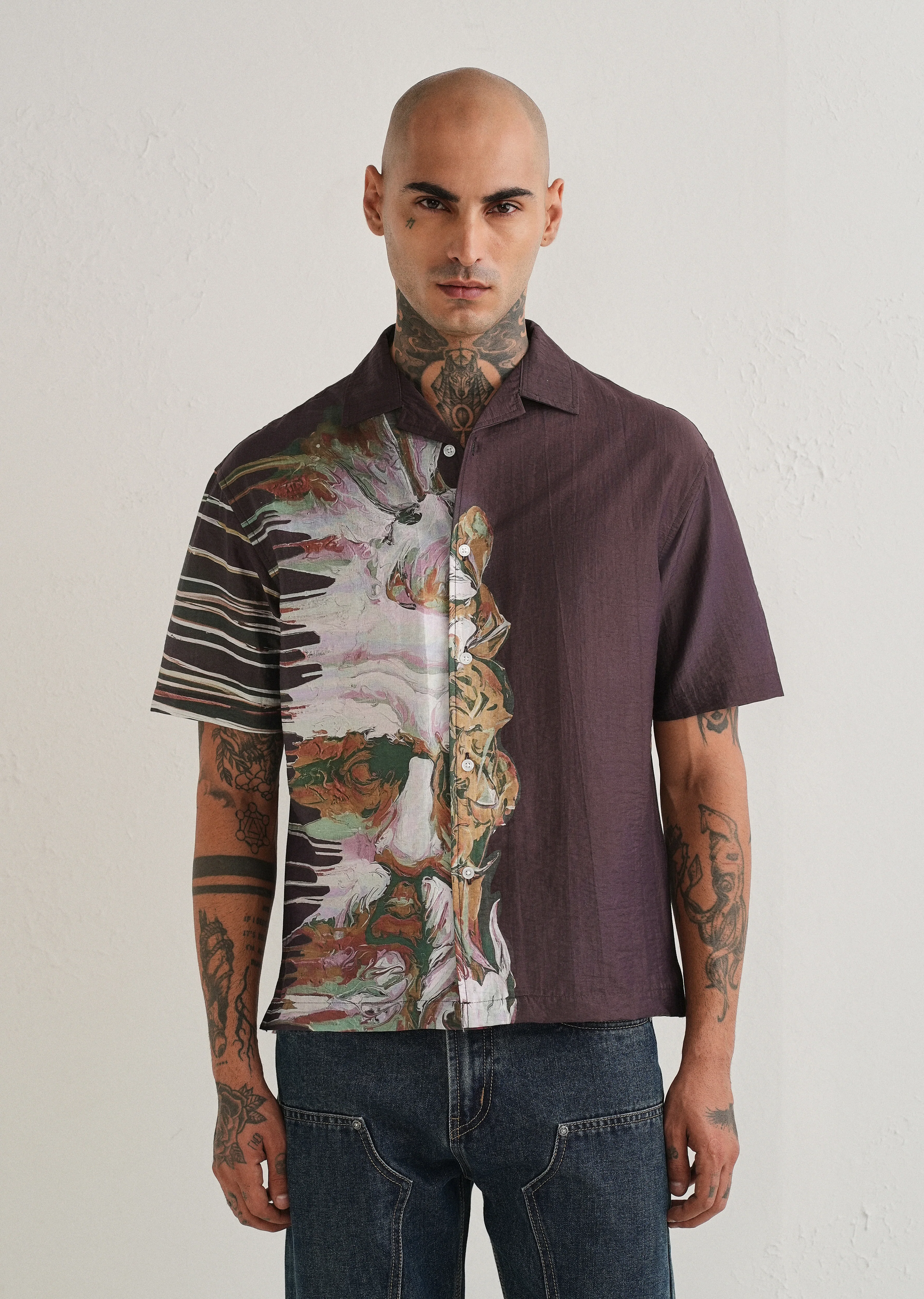 Violet Placement Print Shirt - Image 4