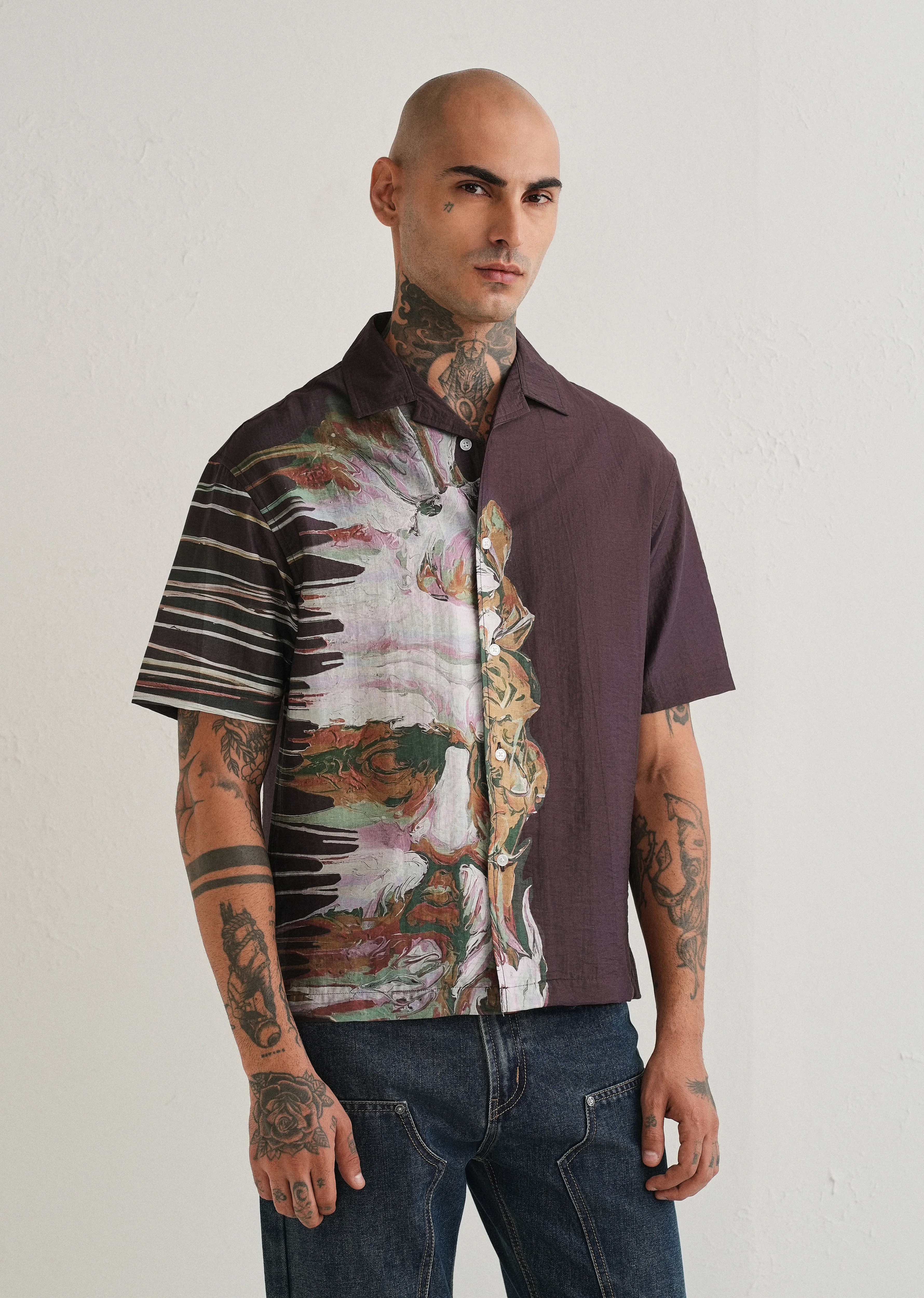 Violet Placement Print Shirt - Image 5