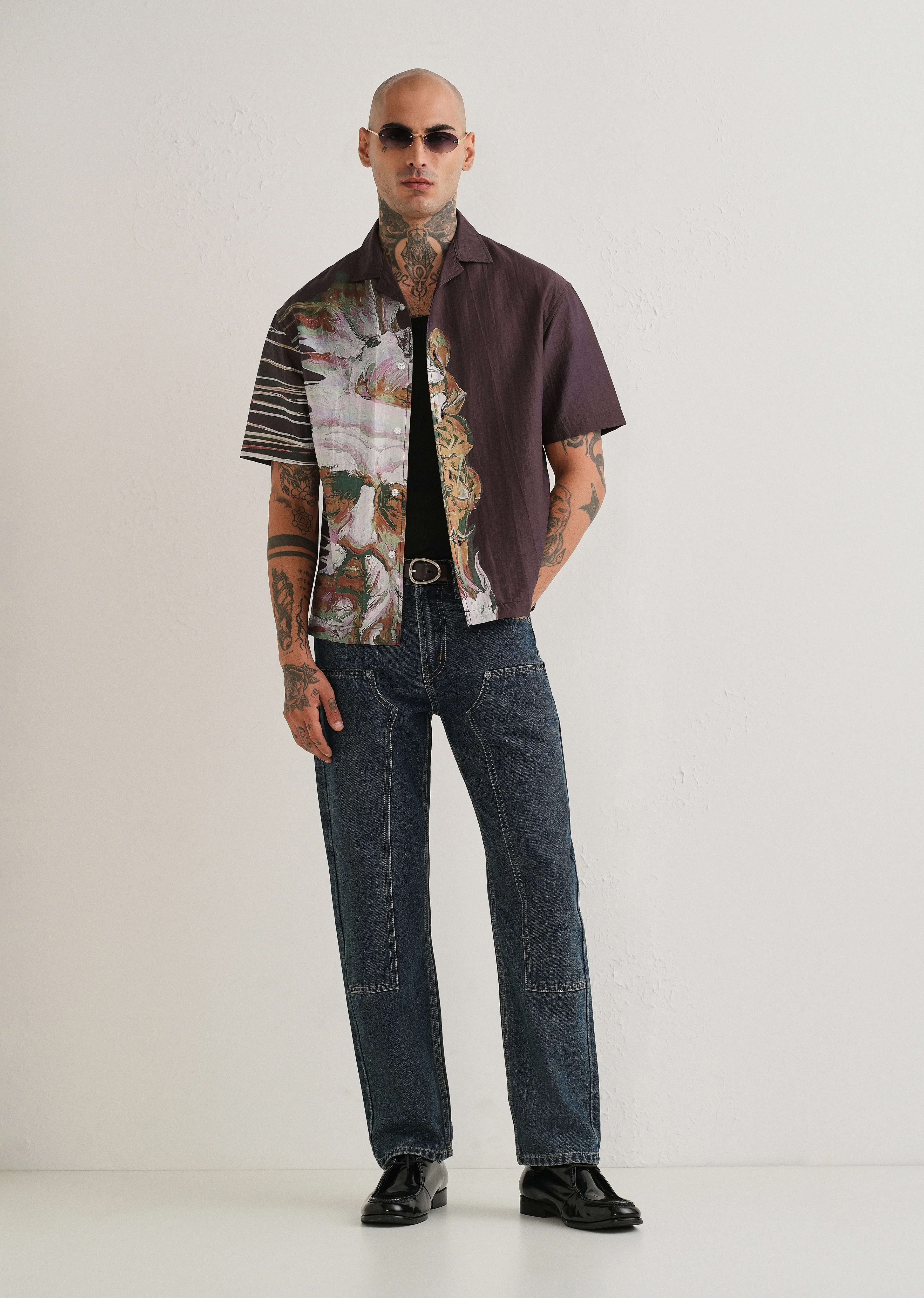 Violet Placement Print Shirt - Image 6