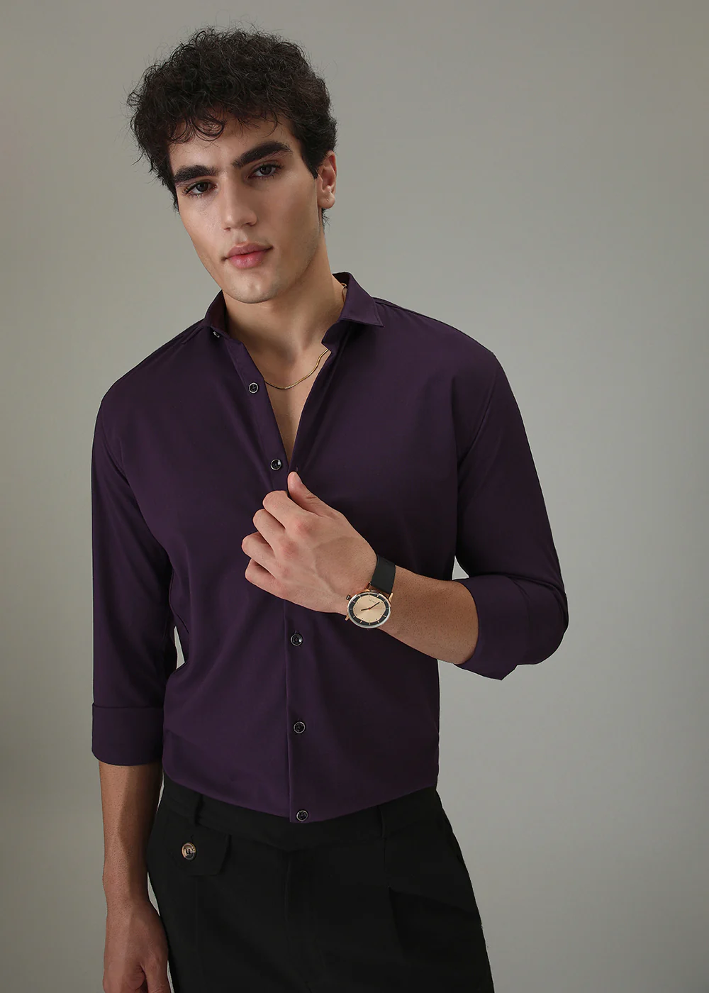 Violet Plain Wrinkle Free Shirt