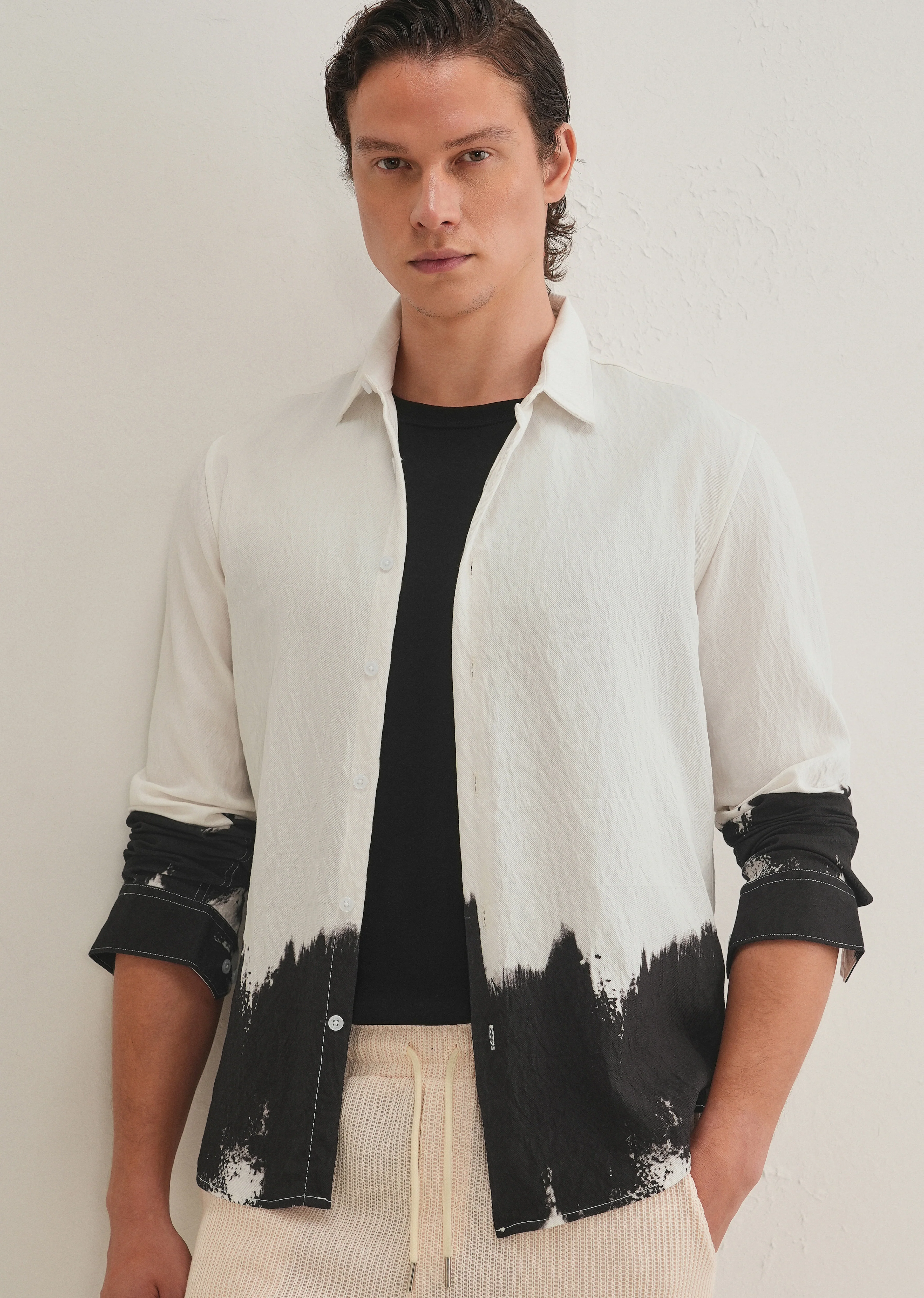 White & Black Dip-Dyed Shirt