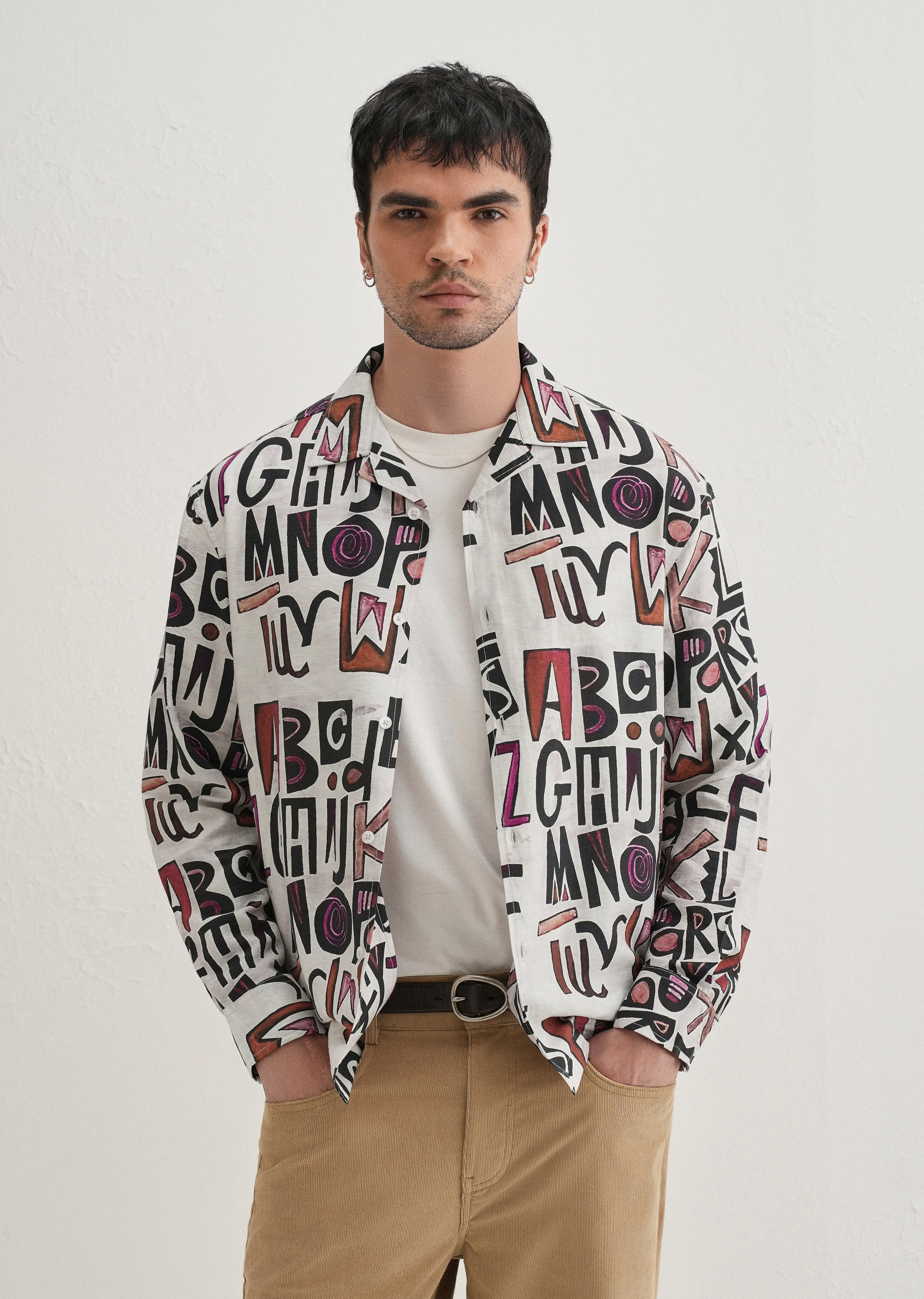 White Artform Typo Printed Shirt