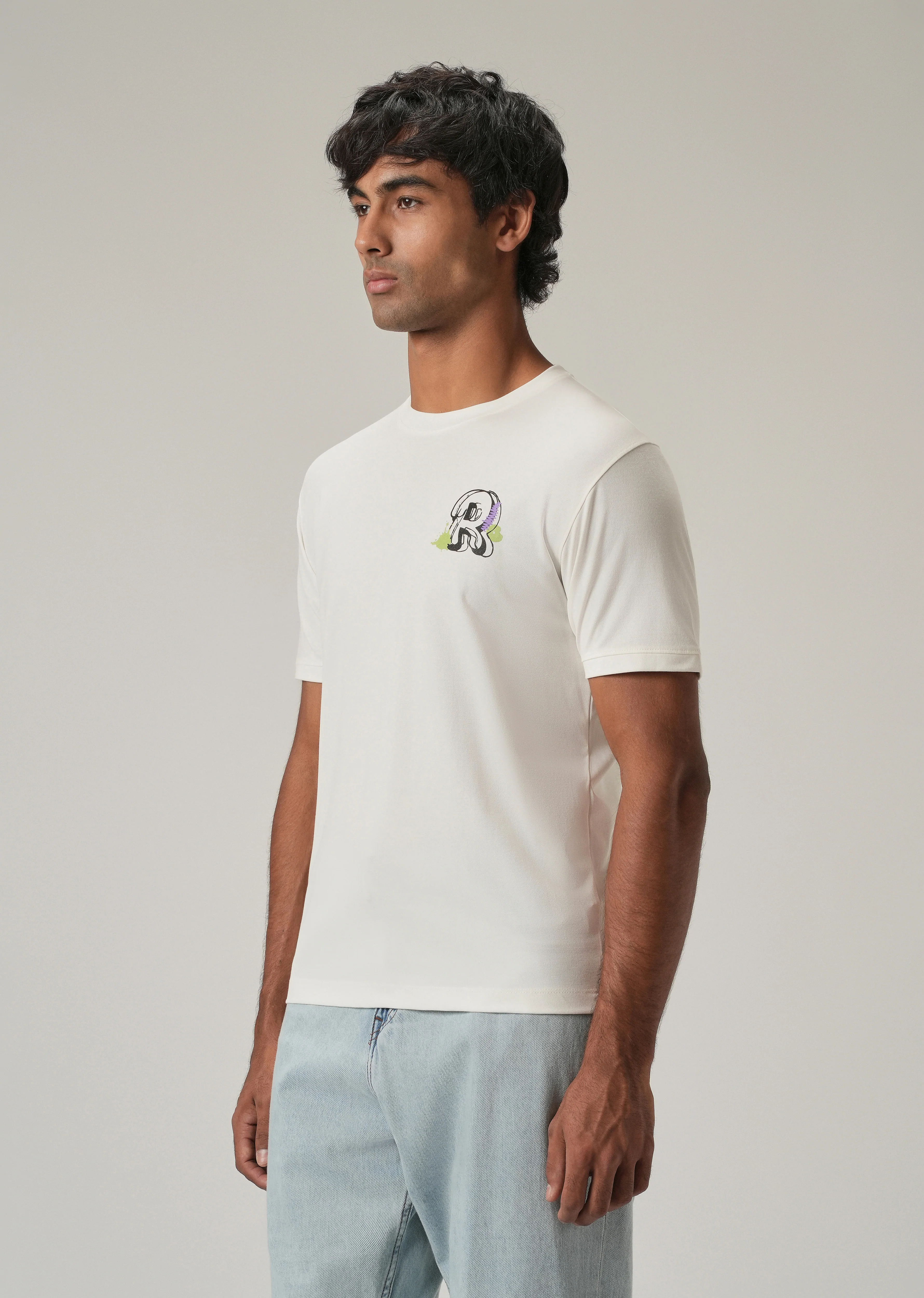 White Back Print Slim Fit T-Shirt - Image 4