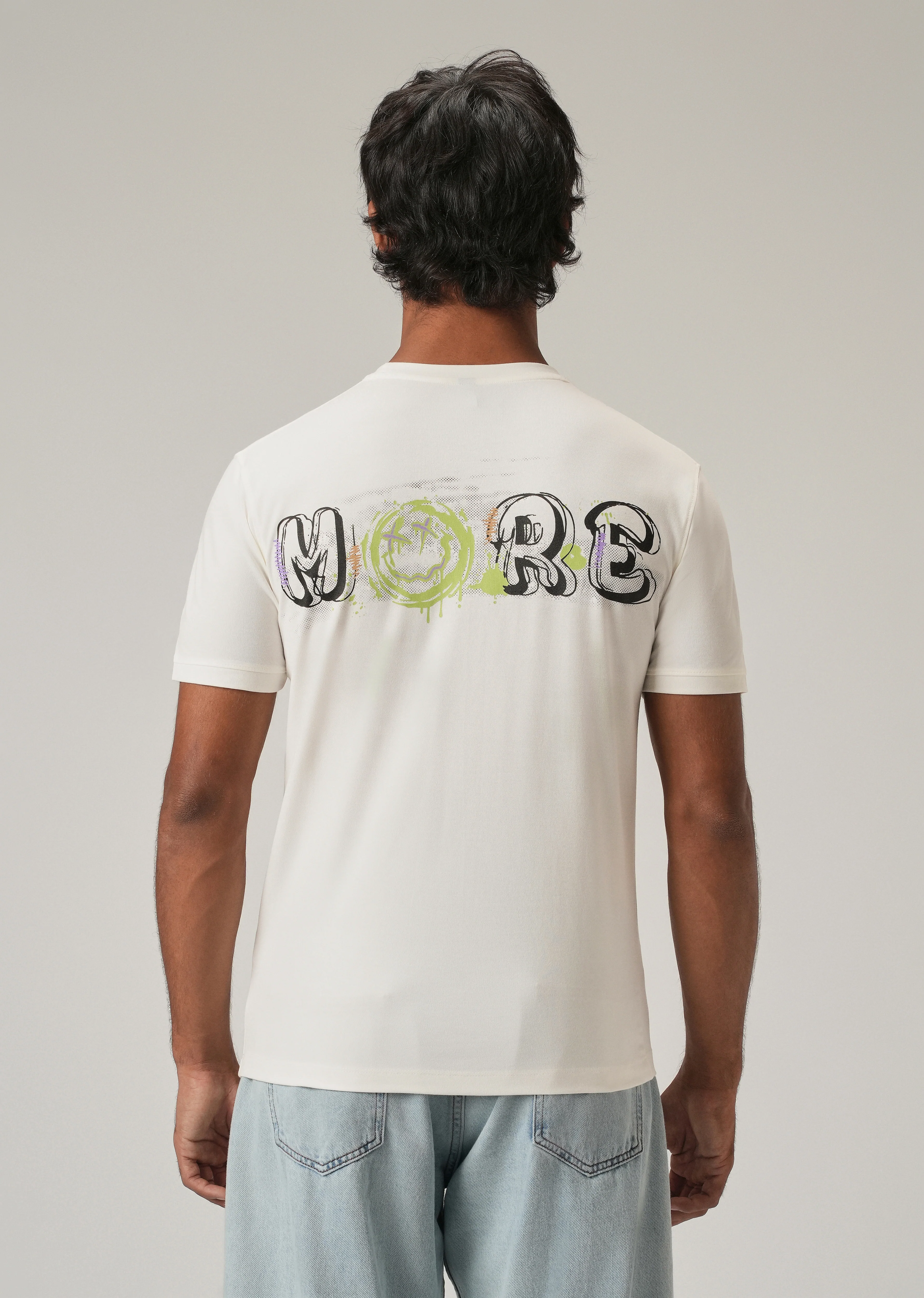 White Back Print Slim Fit T-Shirt - Image 5